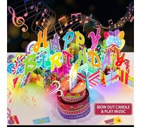 3D PopUp Birthday Cards, Luxury Blowable LED Light Candle Cake Music Happy Birthday Card Postcards Pop Up Greeting Cards Gifts Ideas for Women, Men, Mom, Wife, Husband, Sister, Boy, Girl, Friend, Kids