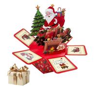 3D Popup Christmas Cards - Holiday Santa Claus Greeting Cards, Hexagonal Christmas Decoration with Envelopes and Adhesive Pad for Adults Desk Table Home Wedding Party