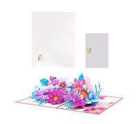 3D Popup Greeting Card with Colorful Gesang Flower Foldable Paper Card with Envelope Mother Day Present Greeting Cards