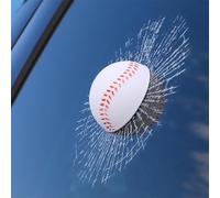 3D Prank Tricky Broken Glass Sticker, Car Styling Baseball Stereo Broken Glass 3D Sticker, Car Window Ball Hits Self Adhesive Funny Car Stickers