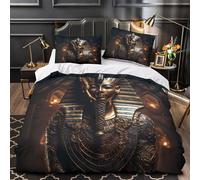 3D Print 3 Pcs Bedding Set Bed Decor Zipper Closure Design Extra Soft AncientPharaoh Duvet Cover Washable Wrinkle-Resistant for Children,Boys,Women Egyptian Comforter Cover Single（135x200cm）