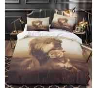 3D Print 3 Pcs Bedding Set Bed Decor Zipper Closure Ultra Lion Couple Quilt Cover Washable Anti-allergic for Teens,Youth,Women Wild Animal Affection Duvet Cover Super king（260x220cm）