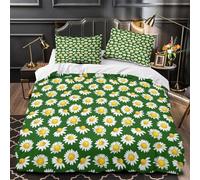 3D Print 3 Pcs Bedding Set Home Decor Hidden Zipper Extra Soft Daisy Flowers Duvet Cover Washable Wrinkle-Resistant for Teenagers,Boys,Adults Botanical Garden Comforter Cover Super king（260x220cm）