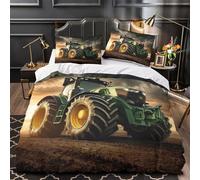 3D Print 3 Pcs Bedding Set Home Decor Zipper Closure Design Super Soft Tractor in Field Duvet Cover Durable Hotel Quality for Girls,Youth,Children Rural Farm Comforter Cover Single（135x200cm）