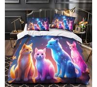 3D Print 3-Piece Bedding Set Bed Decor Zipper Closure Design Ultra Soft Foxes Under Stars Quilt Cover Durable Hotel Quality for Adults,Women,Youth Fantasy Animal Duvet Cover Double（200x200cm）