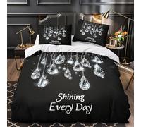 3D Print 3-Piece Bedding Set Bed Decor Zipper Closure Design Ultra Soft Sparkling Drops Quilt Cover Durable Hotel Quality for Adults,Women,Youth Elegant Crystal Decor Duvet Cover Single（140x200cm）