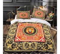 3D Print 3-Piece Bedding Set Bed Decor Zipper Closure Super Royal Lion Emblem Quilt Cover Hypoallergenic Hotel Quality for Adults,Youth,Kids Baroque Ornate Duvet Cover Super king（260x220cm）
