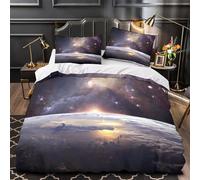 3D Print 3-Piece Bedding Set Bedroom Decor Zipper Closure Super Soft Cosmic View Duvet Cover Breathable Anti-allergic for Youth,Boys,Teenagers Space Galaxy Comforter Cover Single（135x200cm）