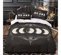 3D Print 3-Piece Bedding Set Home Decor Hidden Zipper Ultra Soft Moon Phases Duvet Cover Durable Easy Care for Teenagers,Children,Boys Mystical Celestial Comforter Cover Super king（260x220cm）