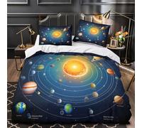 3D Print 3-Piece Bedding Set Home Decor Zipper Extra Soft SolarSystemDiagram Duvet Cover Breathable All Season for Teenagers,Girls,Children EducationalAstronomy Comforter Cover Single（135x200cm）