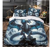 3D Print 3-Piece Bedding Set Home Decor Zipper Extra Soft Thunder Dragon Duvet Cover Breathable All Season for Teenagers,Girls,Children Fantasy Mythical Creature Comforter Cover Single（140x200cm）