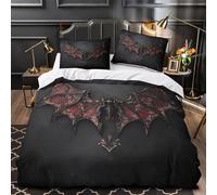 3D Print 3-Piece Bedding Set Room Decor Zipper Closure Ultra Bat Wings Dark Comforter Cover Breathable Wrinkle-Resistant for Kids,Teens,Boys gothic Fantasy Quilt Cover Super king（260x220cm）