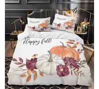 3D Print 3 Pieces Bedding Set Bedroom Decor Hidden Zipper Super Fall Decor Comforter Cover Durable Machine Washable for Teens,Women,Boys watercolor Autumn Theme Quilt Cover Super king（260x220cm）