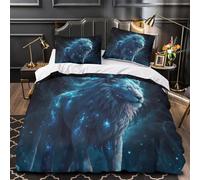 3D Print 3 Pieces Bedding Set Home Decor Hidden Zipper Extra Mythical Lion Quilt Cover Breathable Wrinkle-Resistant for Adults,Boys,Teens cosmic Fantasy Duvet Cover Single（135x200cm）