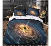 3D Print 3 Pieces Bedding Set Home Decor Zipper Closure Extra Soft Black Hole Space Duvet Cover Durable Anti-allergic for Adults,Youth,Teens cosmic Astrophysics Comforter Cover Double（200x200cm）