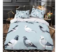 3D Print 3 Pieces Bedding Set Room Decor Zipper Closure Super Pigeon Illustrations Quilt Cover All Season Machine Washable for Youth,Adults,Children Bird Vector Duvet Cover Single（135x200cm）