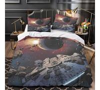 3D Print 3PCs Bedding Set Bed Decor Zipper Closure Super Spacecraft Comforter Cover Hypoallergenic Machine Washable for Teens,Boys,Children scifi Cosmic Adventure Quilt Cover Double（200x200cm）