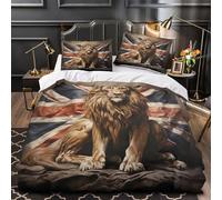 3D Print 3PCs Bedding Set Bedroom Decor Zipper Closure Super Durable Royal Lion Quilt Cover Hotel Quality for Teenagers,Youth,Women British Flag Comforter Cover Double（200x200cm）
