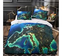 3D Print 3PCs Bedding Set Bedroom Decor Zipper Closure Super Soft Night Eh View Duvet Cover Durable Hotel Quality for Girls,Teenagers,Adults Global Nighttime Comforter Cover Super king（260x220cm）