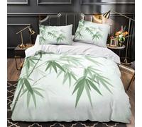 3D Print 3PCs Bedding Set Home Decor Zipper Closure Design Bamboo Leaves Comforter Cover Hypoallergenic All Season for Kids,Adults,Teenagers istic Green Foliage Quilt Cover Super king（260x220cm）