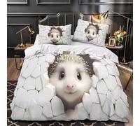 3D Print 3PCs Bedding Set Home Decor Zipper Closure Design Cute Hedgehog Peeking Comforter Cover Hypoallergenic All Season for Kids,Adults,Teenagers coon Animal Quilt Cover Super king（260x220cm）