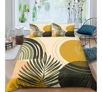 3D Print All Season Microfiber Abstract leaf Comforter Cover Easy Care Bedding Set w/Pillowcase Modern geometric art Quilt Cover Set Breathable Washable for Kids Teens Boys Girls Double（200x200cm）
