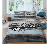 3D Print All Season Microfiber Camp trip Duvet Cover Set Easy Care Bedding Set with Pillow Shams Retro outdoor design Quilt Cover Set Breathable Washable for Kids Teens Boys Girls Double（200x200cm）