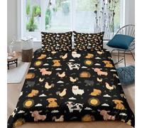 3D Print All Season Microfiber Farm animals Comforter Cover Breathable Bedding Sets w/ Matching Pillowcase Cartoon style design_ Duvet Cover All Season Washable for Teens Adults Super king（260x220cm）