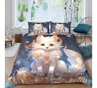 3D Print All Season Microfiber Fox character Duvet Cover Set Easy Care Bedding Set with Pillow Shams Fantasy Style Quilt Cover Set Breathable Washable for Kids Teens Boys Girls Single（140x200cm）
