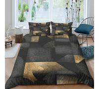 3D Print All Season Microfiber Modern gold patterns Bedding Quilt Cover Soft Bedding Set with Pillow Shams Abstract geometric Bed Quilt Cover Easy Care Breathable Washable for All King（220x240cm）