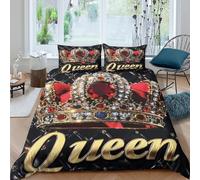 3D Print All Season Microfiber RoyalCrownJewel Comforter Cover Breathable Bedding Sets with Matching Pillowcase GlamorousQueenStyle Duvet Cover All Season Washable for Teens Adults Double（200x200cm）