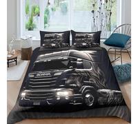 3D Print All Season Microfiber Scania truck Bedding Quilt Cover Soft Bedding Set with Pillow Shams modern heavy vehicle Bed Quilt Cover Easy Care Breathable Washable for All Single（140x200cm）