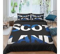 3D Print All Season Microfiber Scotland flag Duvet Cover Easy Care Bedding Set w/ Pillowcase Vintage Scotland themed Bedding Quilt Cover Breathable Washable for Kids Boys Girls Double（200x200cm）
