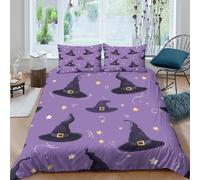 3D Print All Season Microfiber Witch hats Duvet Cover Easy Care Bedding Set w/ Pillowcase Halloween festive design Bedding Quilt Cover Breathable Machine Washable for Kids Boys Girls King（220x240cm）