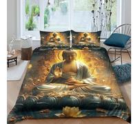 3D Print All Season Microfibre Buddha meditation Duvet Cover Easy Care Bedding Set w/Pillowcase spiritual art style Quilt Cover Sets Breathable Machine Washable for Couples Single（135x200cm）