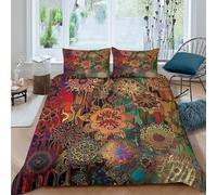 3D Print All Season Microfibre Floral patterns Quilt Cover Sets Breathable Bedding Set with Pillow Cases Abstract ornamental Duvet Cover Easy Care Machine Washable for Home Decor Single（135x200cm）