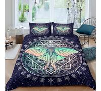3D Print All Season Microfibre Moth sacred geometry Duvet Cover Easy Care Bedding Set w/Pillowcase mystical symbol art Quilt Cover Sets Breathable Machine Washable for Couples Super king（260x220cm）