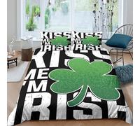 3D Print All Season Microfibre St. Patrick's Day Bed Quilt Cover Breathable Bedding Sets with Pillowcases Irish festive design Quilt Cover Easy Care Machine Washable for Bedroom Decor King（220x240cm）