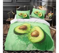 3D Print Avocado Double Quilt Cover Set Small 155x220 Fresh Green Fruit Bedding Set Soft Microfiber Hypoallergenic Duvet Cover with Zipper Closure and 2 Pillowcases 50x75 A.2301