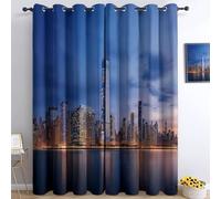 3D Print Blackout Curtains, Eyelet Curtains Photography New York Skyline, Thermal Insulated Window Drapes, Curtains for Kids Boys Girls Living Room Bedroom, 2 Panels 46” W x 72” L