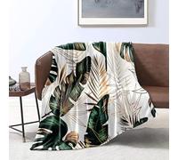 3D Print Blanket Baby Size Yellow and Green Palm Leaves Ultra-soft Warm Puffy Flannel Throws Blankets, Versatile Throw Blanket 30"x40" for Bedroom Couch Bed Sofa Bedding (76x101cm)