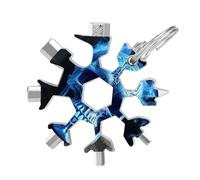 3D Print Blue Skull 19-in-1 Snowflake Multi Tool, Stainless Steel Metal Snowflake Multitool with Keychain, Compact & Portable Tools for Outdoor Camping Survival Daily Use Gift for Men