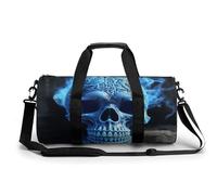 3D Print Blue Skull Gym Bag for Men Women, Sturdy Oxford Cloth Travel Bags with Removable Shoulder Strap, Waterproof Duffel Bag for Fitness, Travel, Yoga
