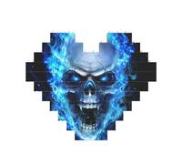 3D Print Blue skull Printed Jigsaw Puzzle 10.8x12.8 CM, Heart-Shaped Puzzle Challenging Game for Adults, Fun Decorative Wall Decor
