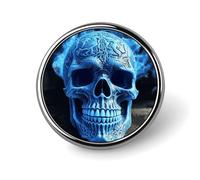 3D Print Blue Skull Round Aluminum Alloy Pin Badge Lapel Pin