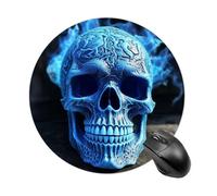 3D Print Blue Skull Round Mouse Pad Smooth Glide Gaming Mousepad Extra Density Portable Comfortable Mouse Mat for Desk, Home, Office 7.8x7.8 Inches