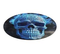 3D Print Blue Skull Round Rug Soft Absorbent Bath Mat Entryway Anti Slip Rugs Farmhouse Front Back Door Mat 60 * 60cm for Bedroom Living Room Home Decorative