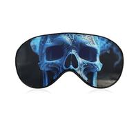 3D Print Blue Skull Sleep Mask for Women Men, Soft Eye Mask with Adjustable Strap for Sleeping, Light Blocking Travel Blindfold for Nap Comfortable Eye Cover for Home Office