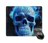 3D Print Blue Skull Square Mouse Pad Portable Computer Mousepad with Non-Slip Rubber Base 18 * 22cm Ultra-Thin Gaming Mouse Mat for Computer Laptop Office Desk Accessories
