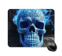 3D Print Blue Skull Square Mouse Pad Portable Computer Mousepad with Non-Slip Rubber Base 20 * 25cm Ultra-Thin Gaming Mouse Mat for Computer Laptop Office Desk Accessories